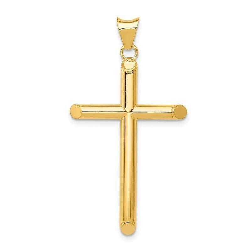 14k Polished Tube Cross Pendant - Seattle Gold Grillz
