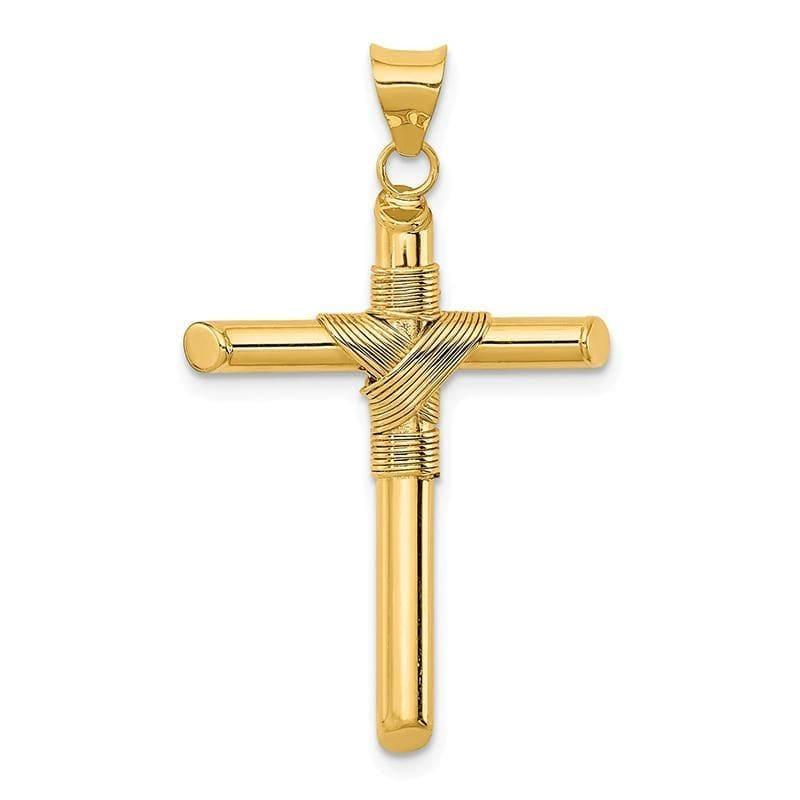 14k Polished Tube Cross Pendant - Seattle Gold Grillz
