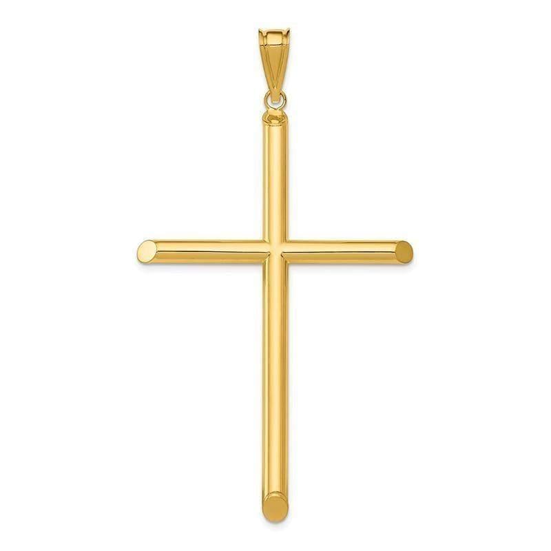14k Polished Tube Cross Pendant - Seattle Gold Grillz