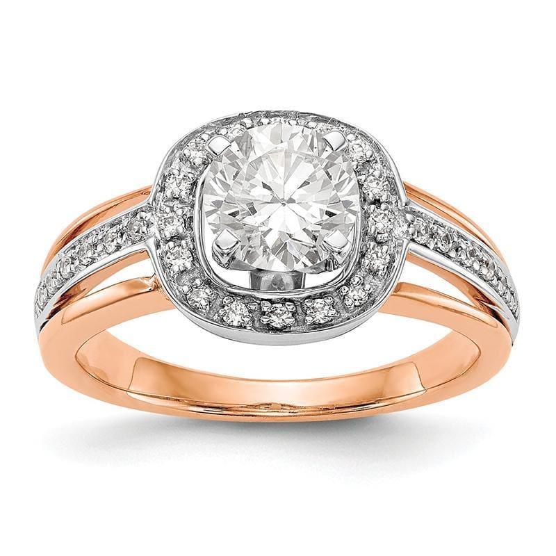 14k R&W Peg Set Cushion Halo Engagement Ring Mounting - Seattle Gold Grillz