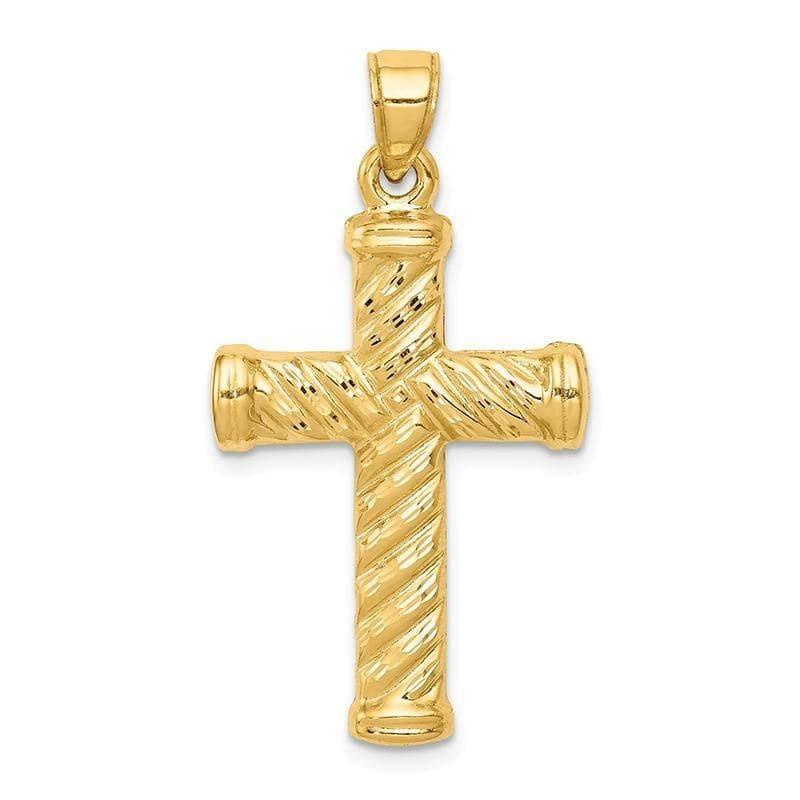 14k Reversible Diamond-cut Cross Pendant - Seattle Gold Grillz