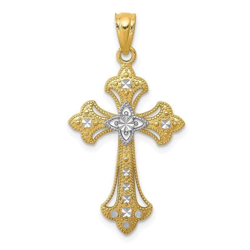 14k Rhodium Diamond-cut Cross Pendant. Weight: 0.89, Length: 25, Width: 16 - Seattle Gold Grillz