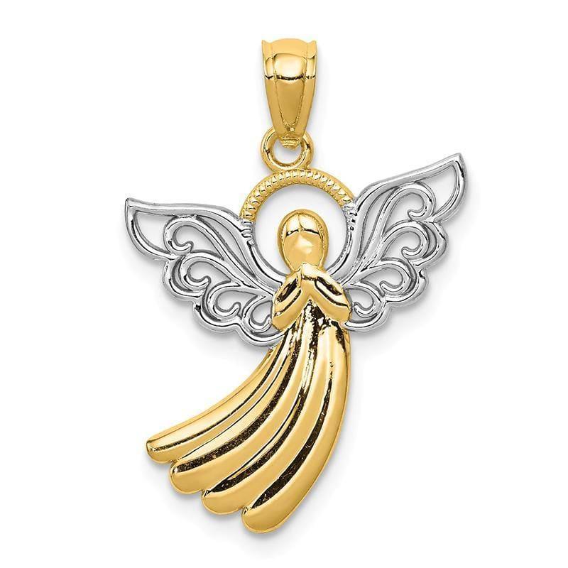 14k Rhodium Filigree Angel Pendant - Seattle Gold Grillz