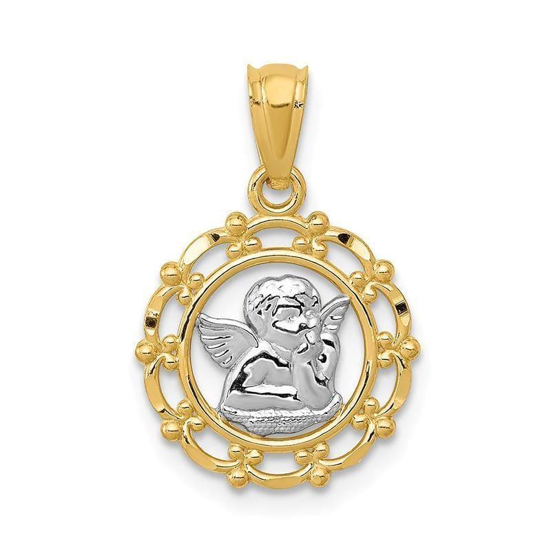 14k Rhodium Framed Cherub Pendant - Seattle Gold Grillz