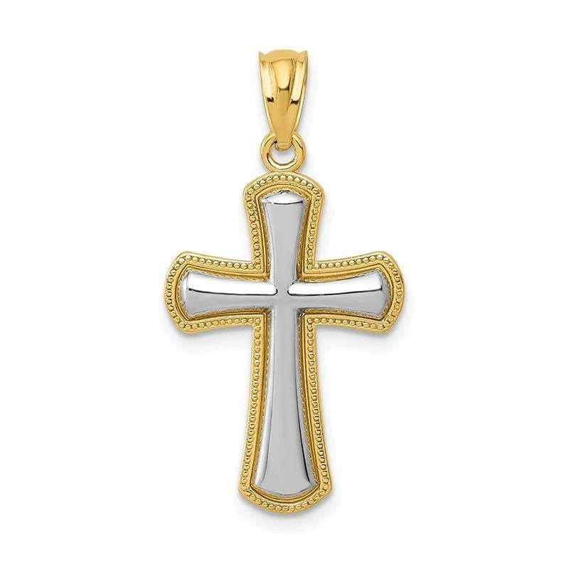 14k Rhodium Polished Cross Pendant - Seattle Gold Grillz