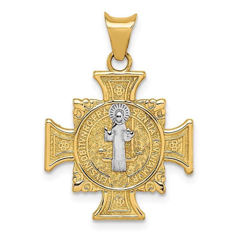 14k Rhodium St. Benedict Pendant - Seattle Gold Grillz
