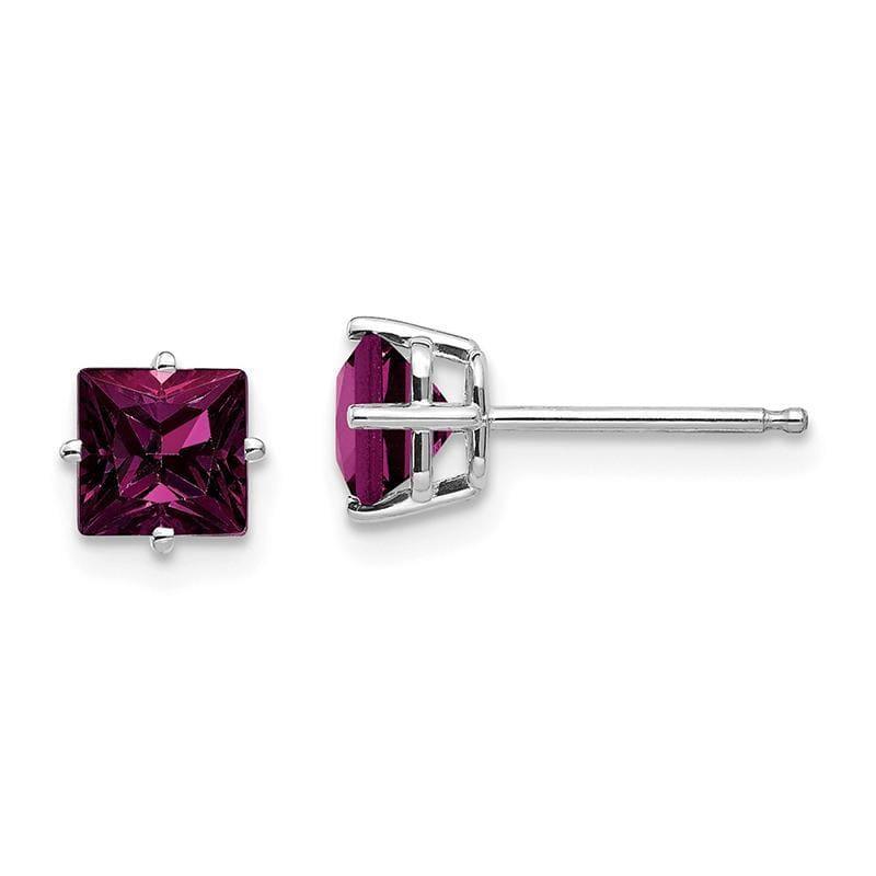 14k Rhodolite Garnet Princess Stud Earrings - Seattle Gold Grillz