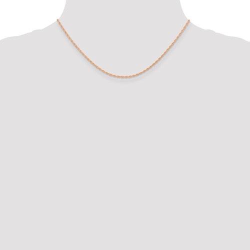14k Rose Gold 1.15mm Carded Cable Rope Chain - Seattle Gold Grillz