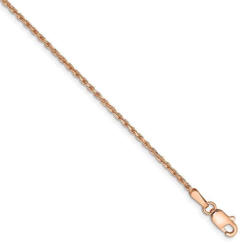 14k Rose Gold 1.5mm Diamond-cut Rope Chain Anklet - Seattle Gold Grillz