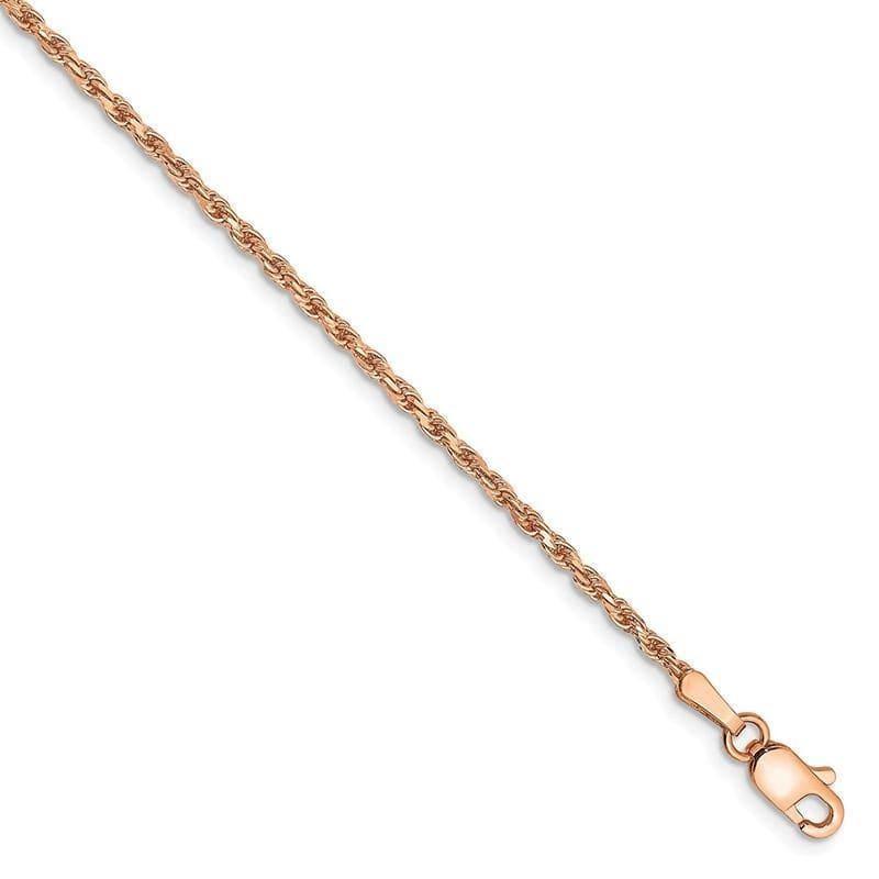 14k Rose Gold 1.8mm D-C Rope Bracelet - Seattle Gold Grillz