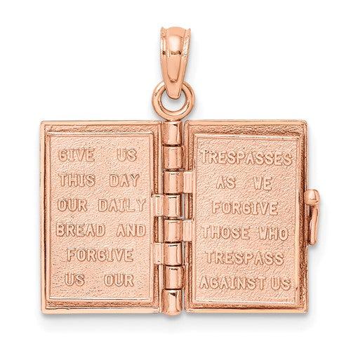 14k Rose Gold 3-D Holy Bible with Lord's Prayer Moveable Charm - Seattle Gold Grillz
