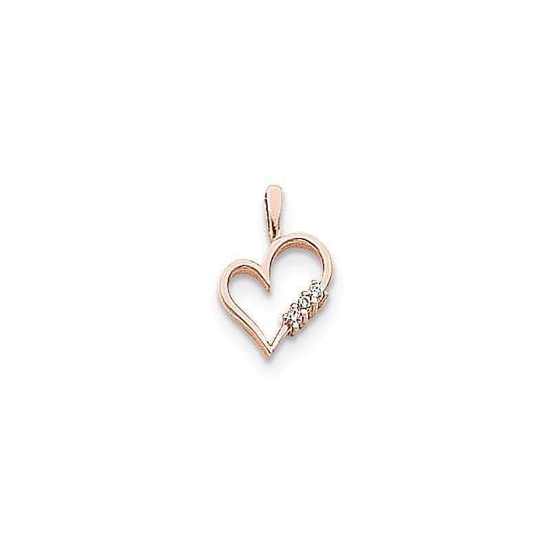 14k Rose Gold A Diamond heart pendant - Seattle Gold Grillz