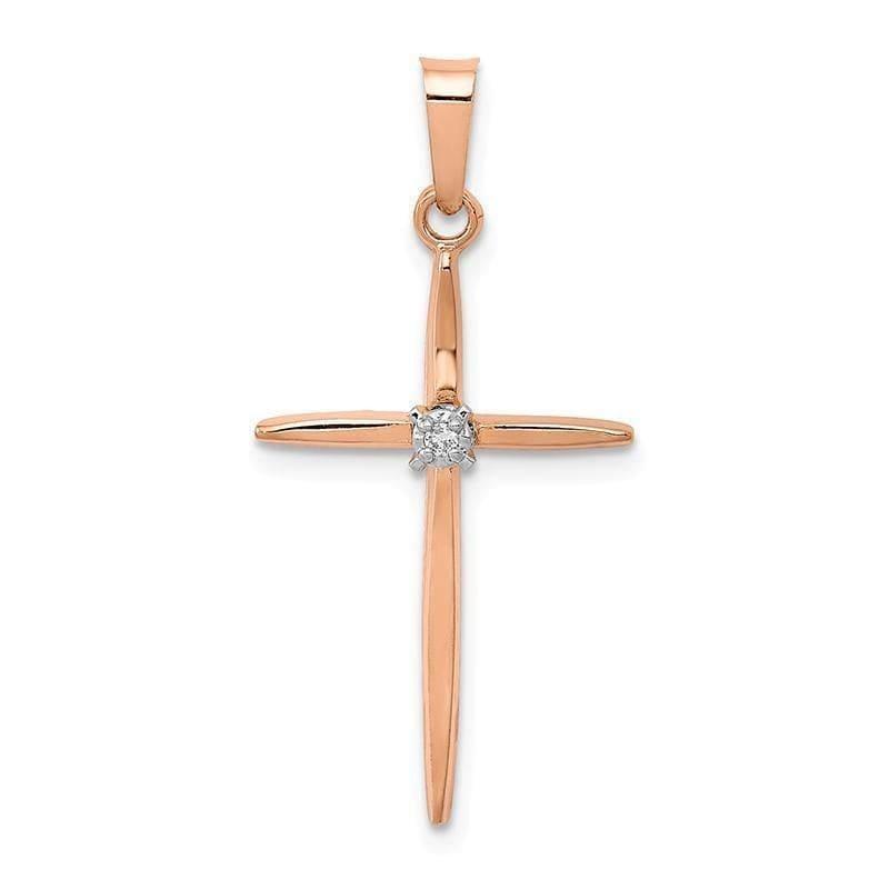 14k Rose Gold Diamond Cross Pendant - Seattle Gold Grillz