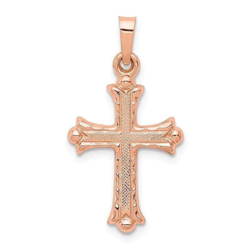 14k Rose Gold Heart Hollow Cross Pendant - Seattle Gold Grillz
