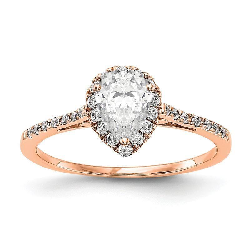 14k Rose Gold Pear Halo Engagement Diamond Semi-mount Ring - Seattle Gold Grillz