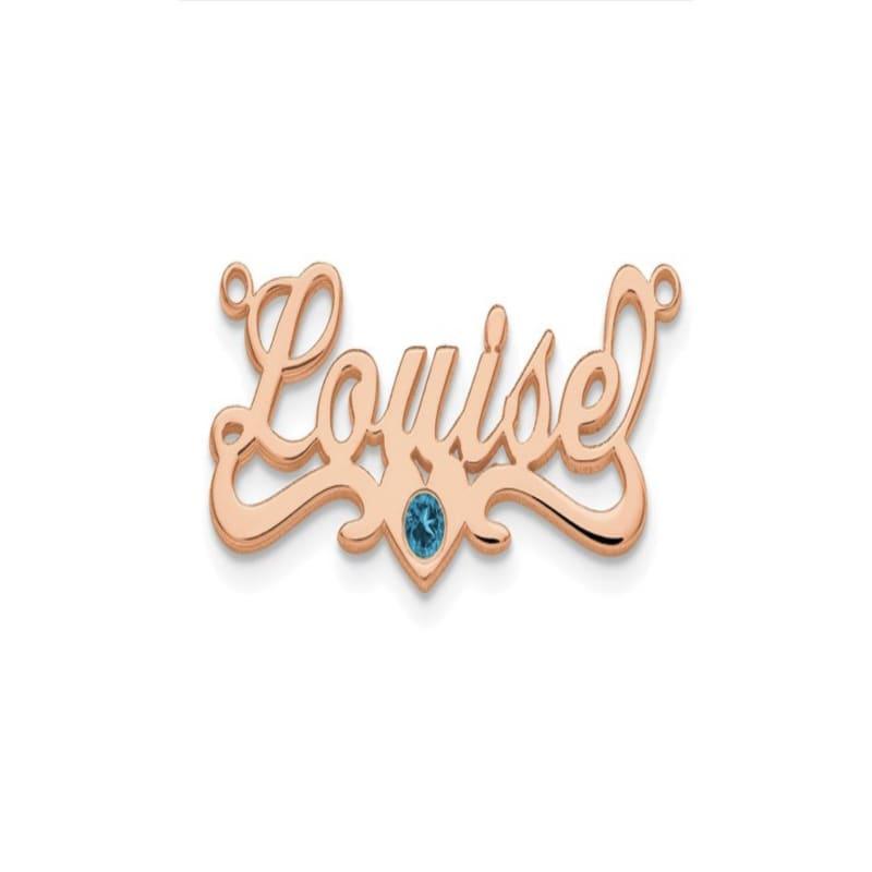14K Rose Gold Polished Birthstone with Heart Name Plate - Seattle Gold Grillz