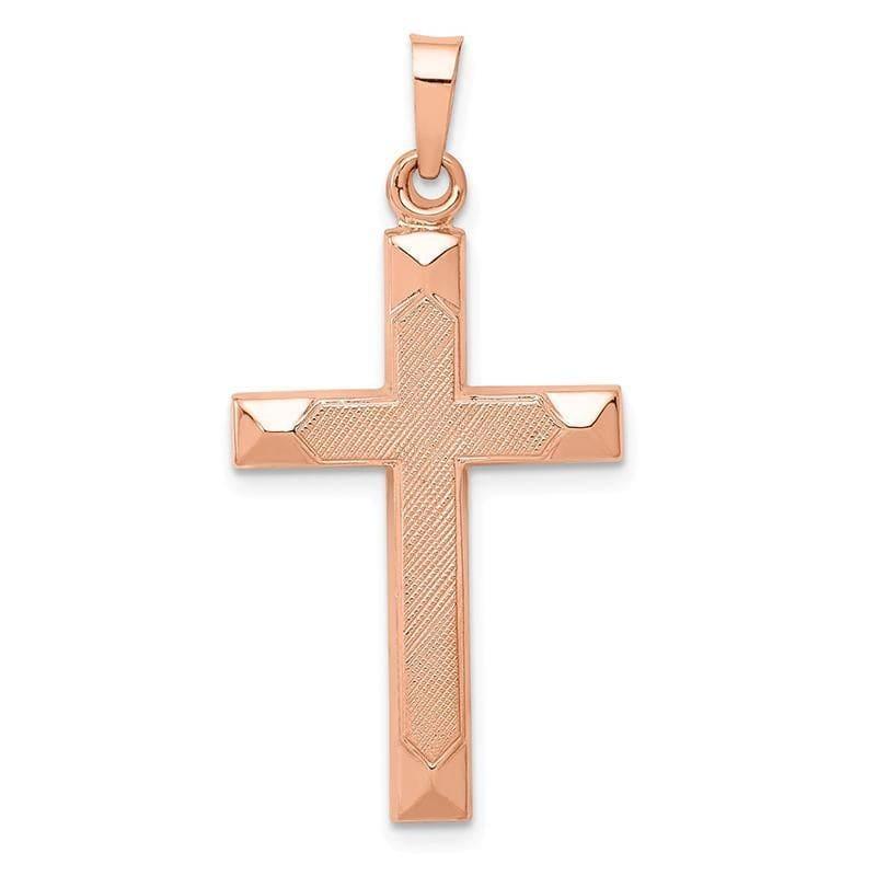14K Rose Gold Textured and Polished Latin Cross Pendant - Seattle Gold Grillz