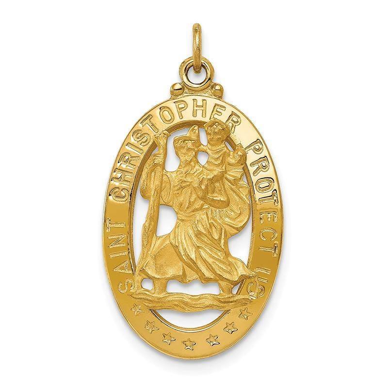 14k Saint Christopher Medal Pendant - Seattle Gold Grillz