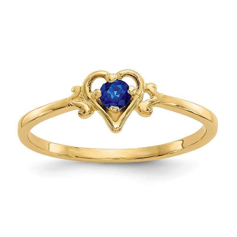 14K Sapphire Birthstone Heart Ring - Seattle Gold Grillz