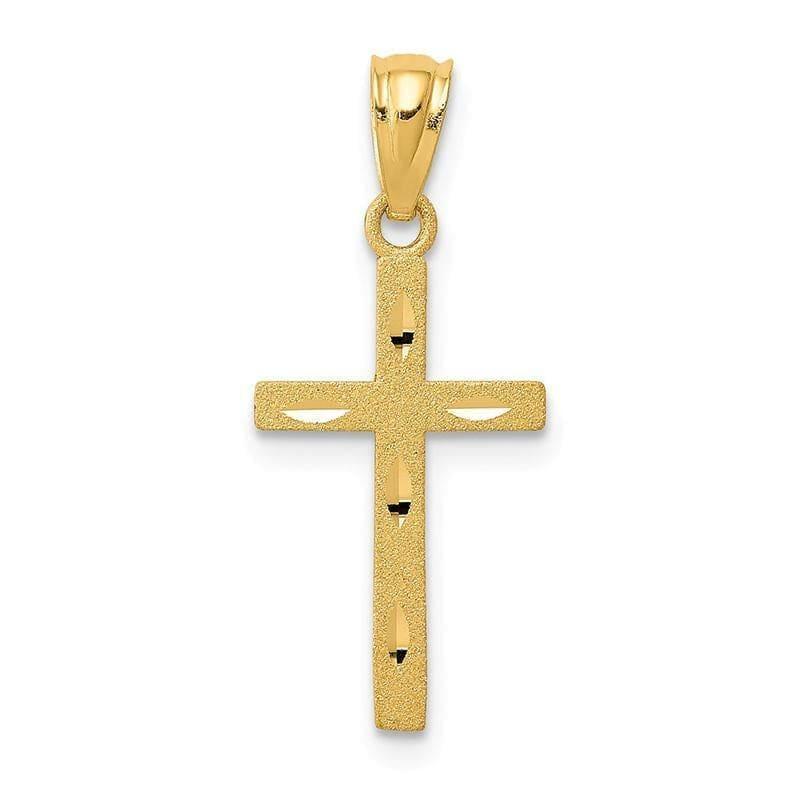 14k Satin & Diamond-cut Cross Pendant. Weight: 0.36, Length: 25, Width: 11 - Seattle Gold Grillz