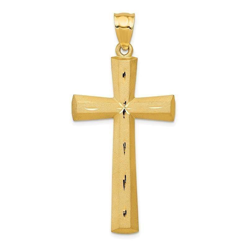 14k Satin & Diamond -cut Cross Pendant. Weight: 4.62, Length: 50, Width: 23 - Seattle Gold Grillz
