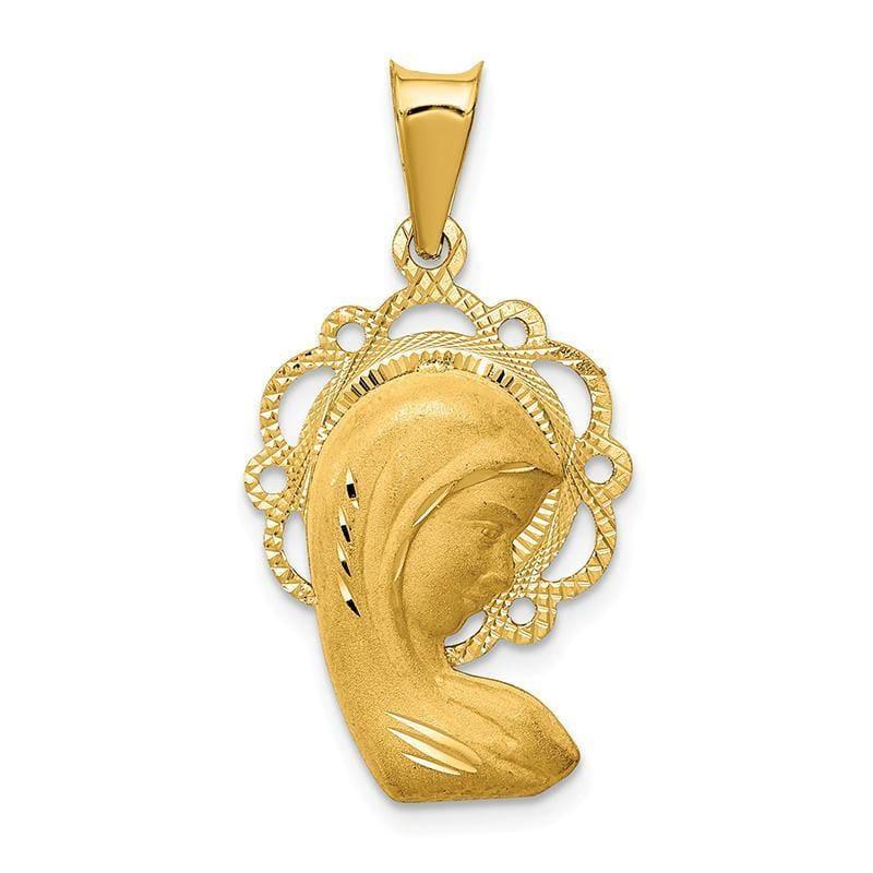 14k Satin and Polished Mary Pendant - Seattle Gold Grillz