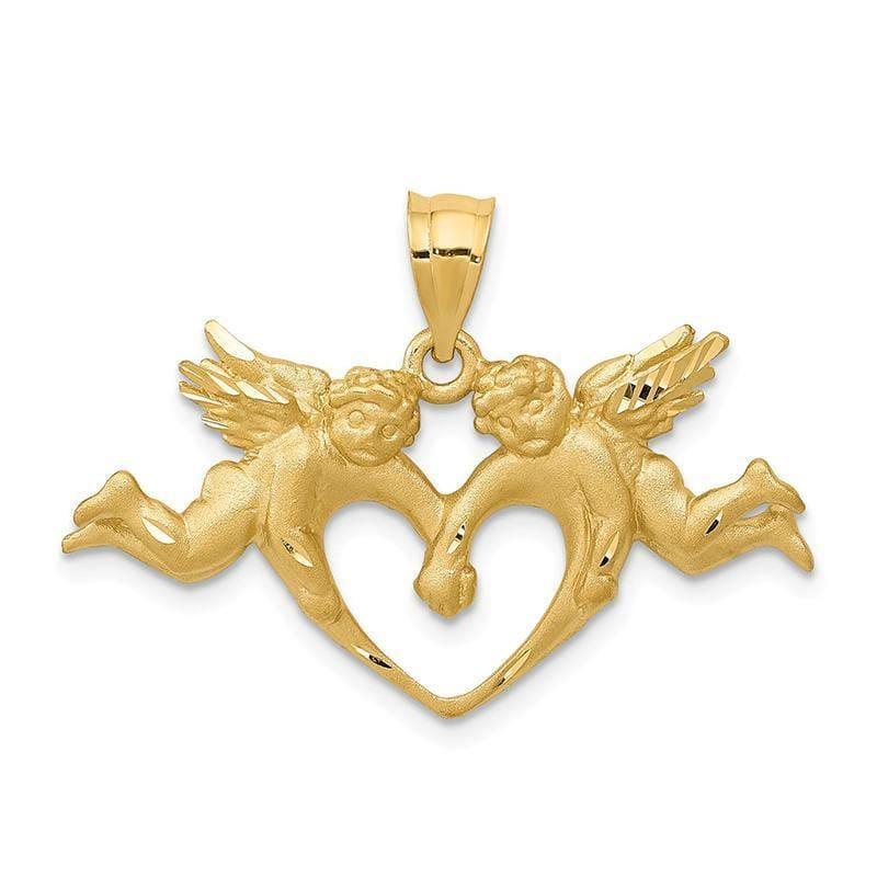 14k Satin Angels Heart Pendant - Seattle Gold Grillz