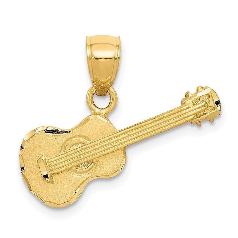 14k Satin Diamond-cut Acoustic Guitar Pendant - Seattle Gold Grillz