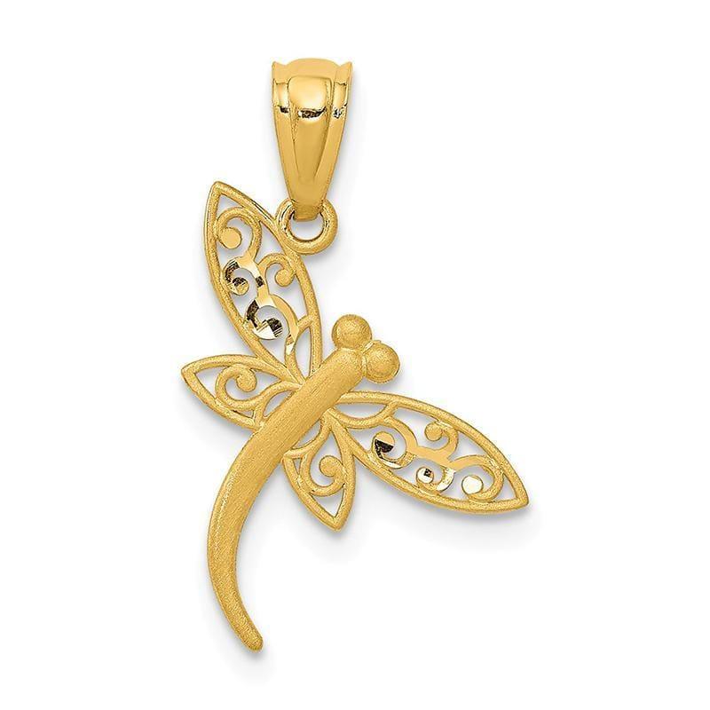 14k Satin Diamond-cut Dragonfly Pendant - Seattle Gold Grillz