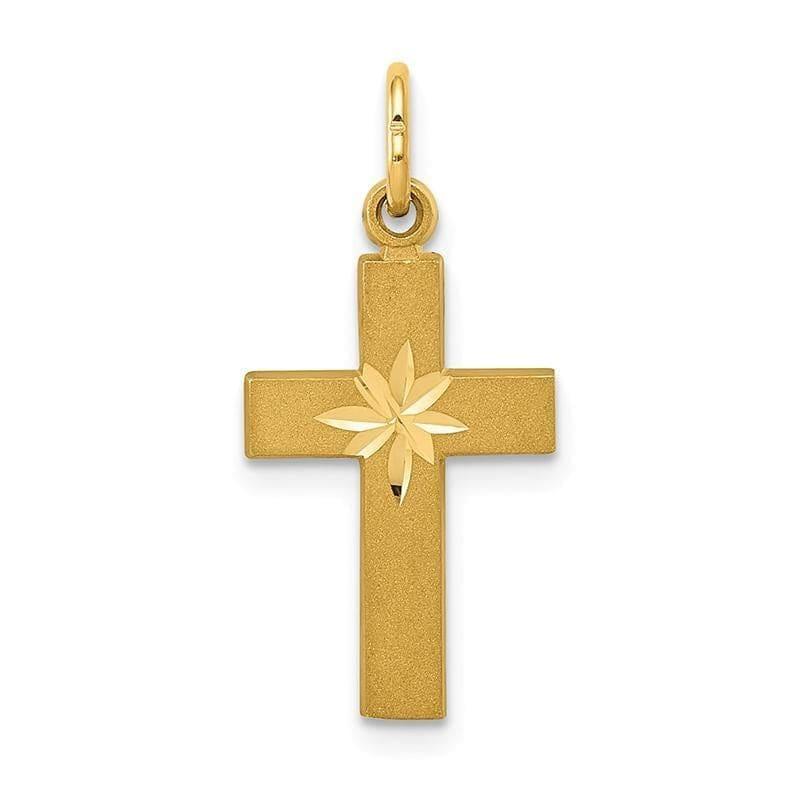 14k Small Diamond-cut Cross Pendant. - Seattle Gold Grillz