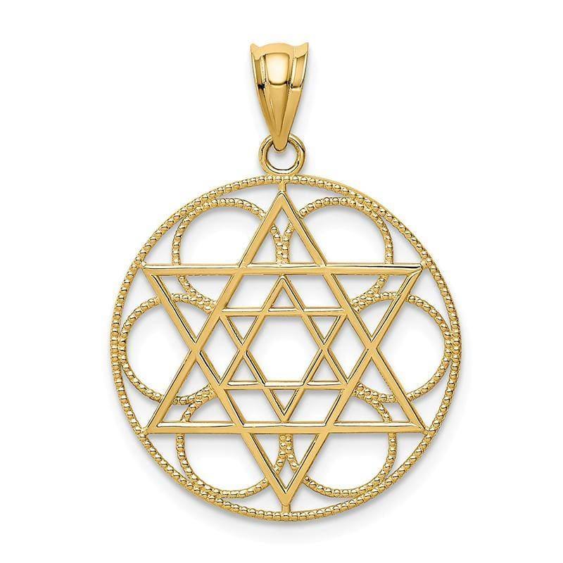 14k Star of David Circle Pendant. Weight: 1.43, Length: 31, Width: 22 - Seattle Gold Grillz