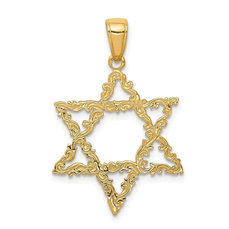 14k Star of David Pendant. Weight: 1.09, Length: 29, Width: 20 - Seattle Gold Grillz