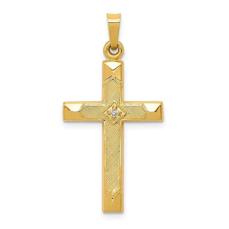 14k Textured and Polished Diamond Cross Pendant - Seattle Gold Grillz