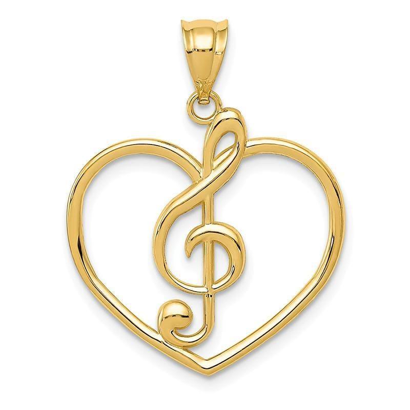 14K Treble Clef in Heart Charm - Seattle Gold Grillz