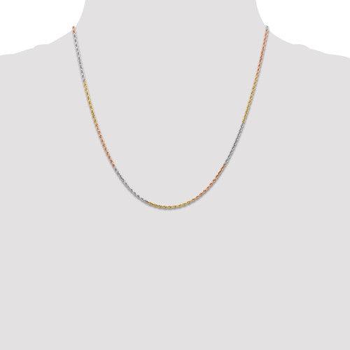 14k Tri-Color 1.5mm Diamond Cut Rope Chain - Seattle Gold Grillz