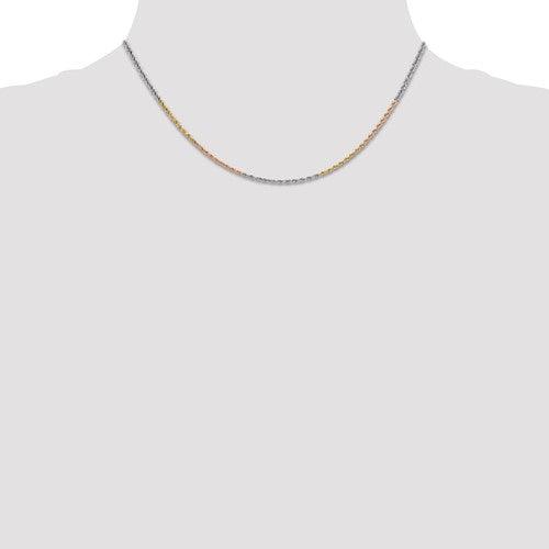 14k Tri-Color 1.8mm Diamond Cut Rope Chain - Seattle Gold Grillz