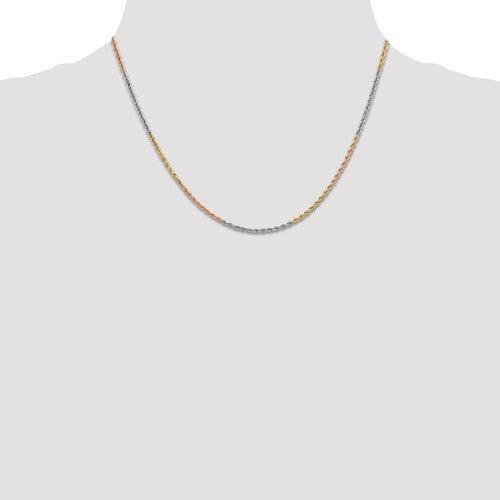14k Tri-Color 1.8mm Diamond Cut Rope Chain - Seattle Gold Grillz