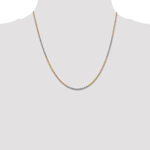 14k Tri-Color 1.8mm Diamond Cut Rope Chain - Seattle Gold Grillz