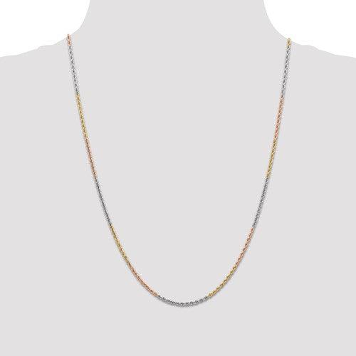 14k Tri-Color 1.8mm Diamond Cut Rope Chain - Seattle Gold Grillz