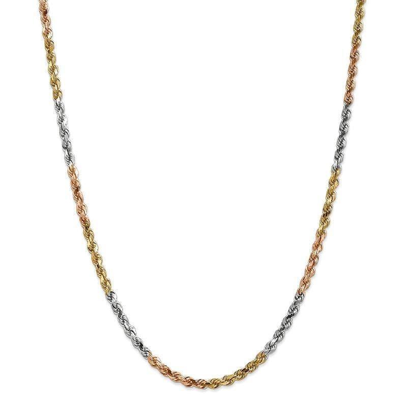 14k Tri-Color 4mm Diamond Cut Rope Chain - Seattle Gold Grillz