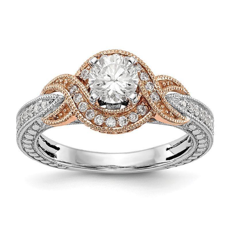 14k TT Peg Set Criss-Cross Engagement Ring Mounting - Seattle Gold Grillz