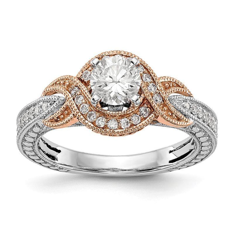 14k TT Peg Set Diamond Semi-mount Criss-Cross Engagement Ring - Seattle Gold Grillz