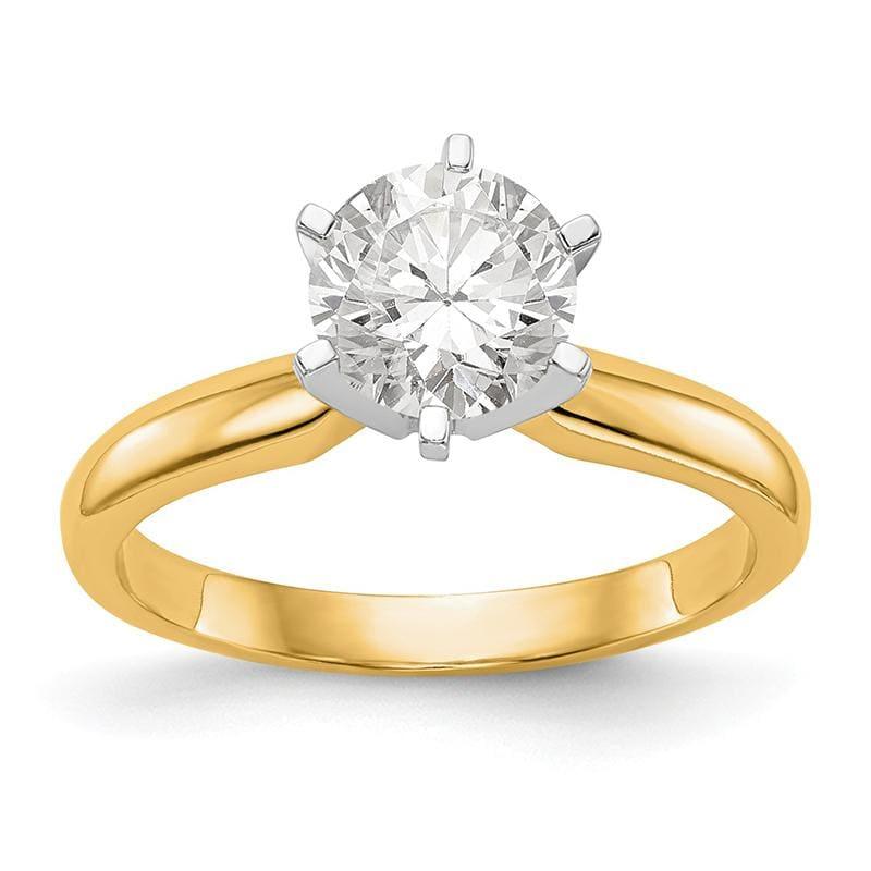 14k Two-Tone 1-3ct. Medium-Wt Knife Edge 6-Prong Ring Mounting - Seattle Gold Grillz