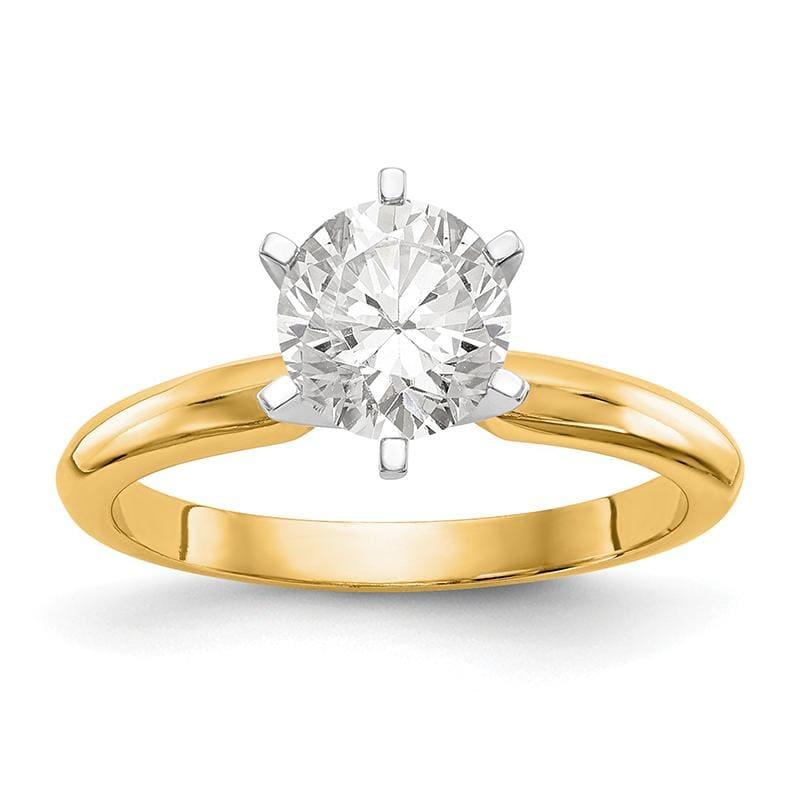 14k Two-Tone 1-4ct. Lightweight Knife Edge 6-Prong Ring Mounting - Seattle Gold Grillz