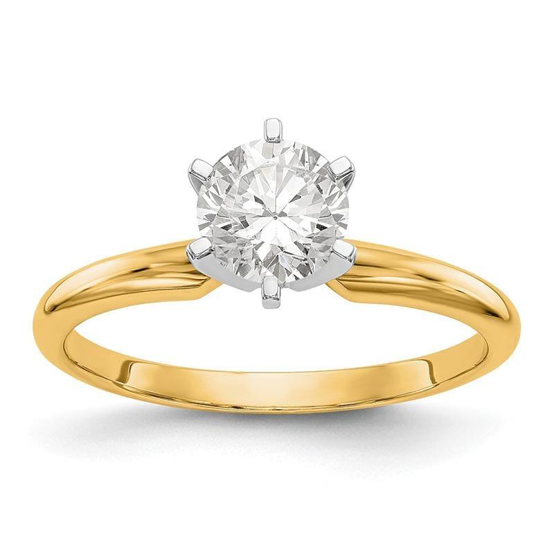 14k Two-Tone 1-8ct. Lightweight Half-Round 6-Prong Ring Mounting - Seattle Gold Grillz