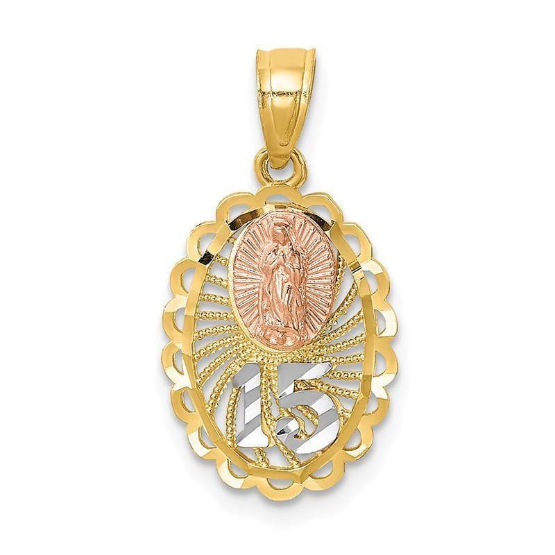 14k Two-tone 15 Guadalupe Pendant - Seattle Gold Grillz