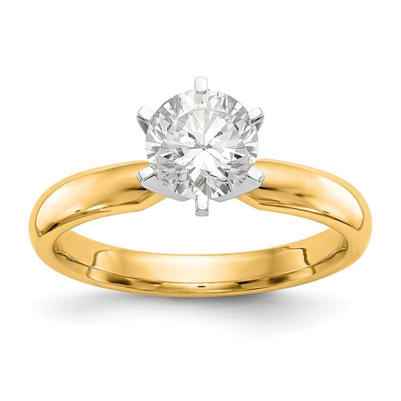 14k Two-Tone 3-16ct. Medium-Wt Comfort-Fit 6-Prong Ring Mounting - Seattle Gold Grillz