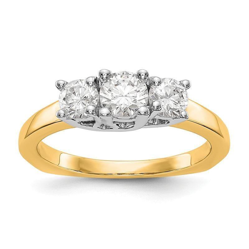14K Two-tone 3-Stone Diamond Engagement Ring Mounting - Seattle Gold Grillz