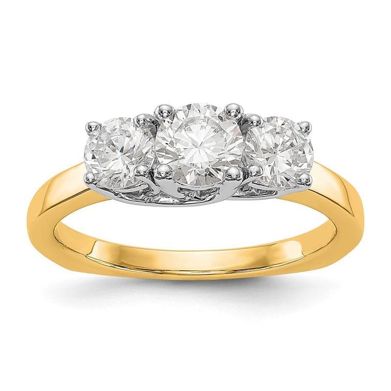 14K Two-tone 3-Stone Diamond Semi-Mount Engagement Ring - Seattle Gold Grillz