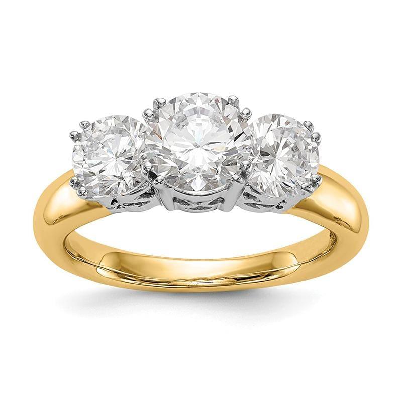 14K Two-tone 3-Stone Diamond Semi-Mount Engagement Ring - Seattle Gold Grillz